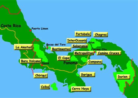 Map of National Parks , Panama